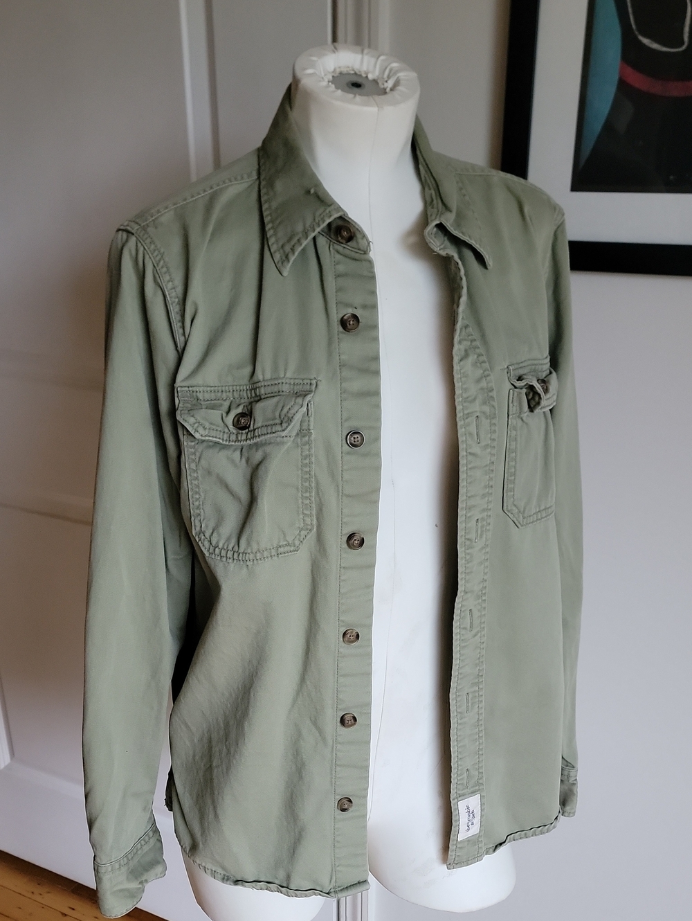 Abercrombie Sage Green Utility Button Up Shirt Oversized Jacket